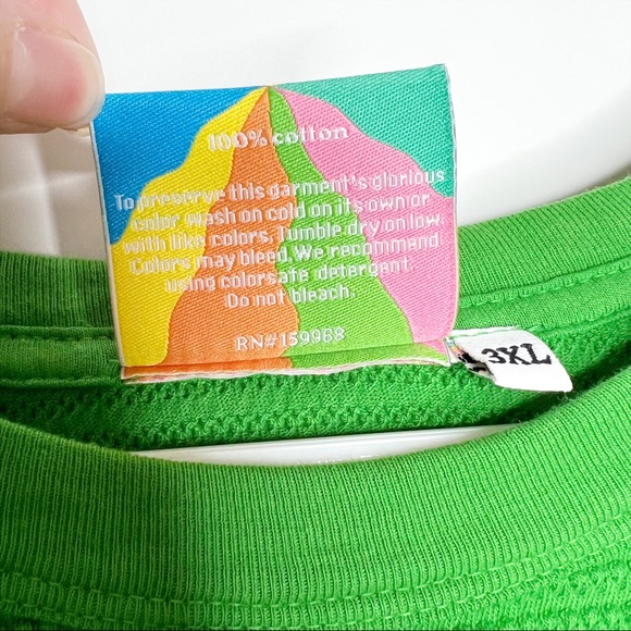 Big Bud Press Cropped Honeycomb Tee Bright Green Short Sleeve Crew Neck Size 3X - Picture 6 of 9